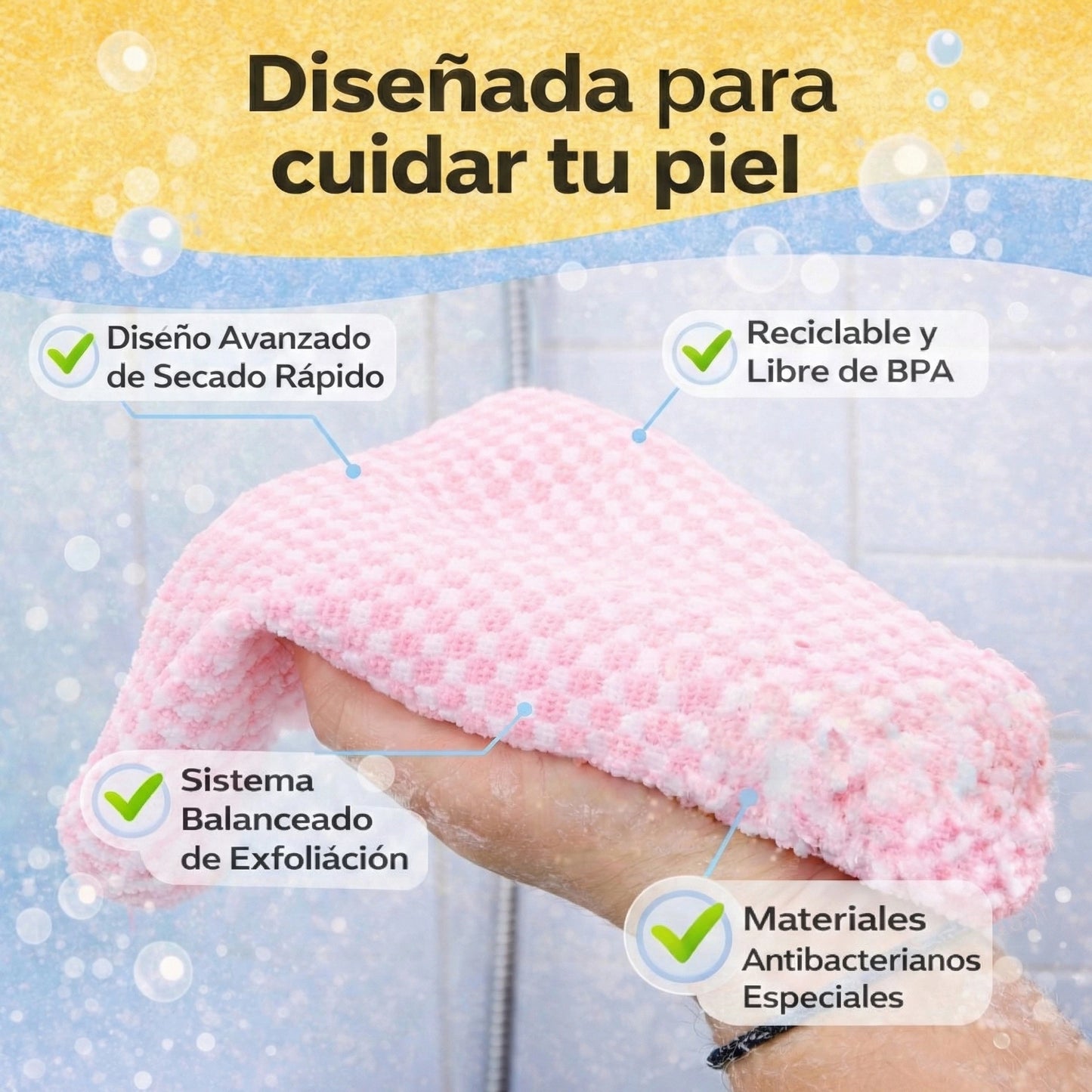 TOALLA EXFOLIANTE ANTIBACTERIANA CLARIA