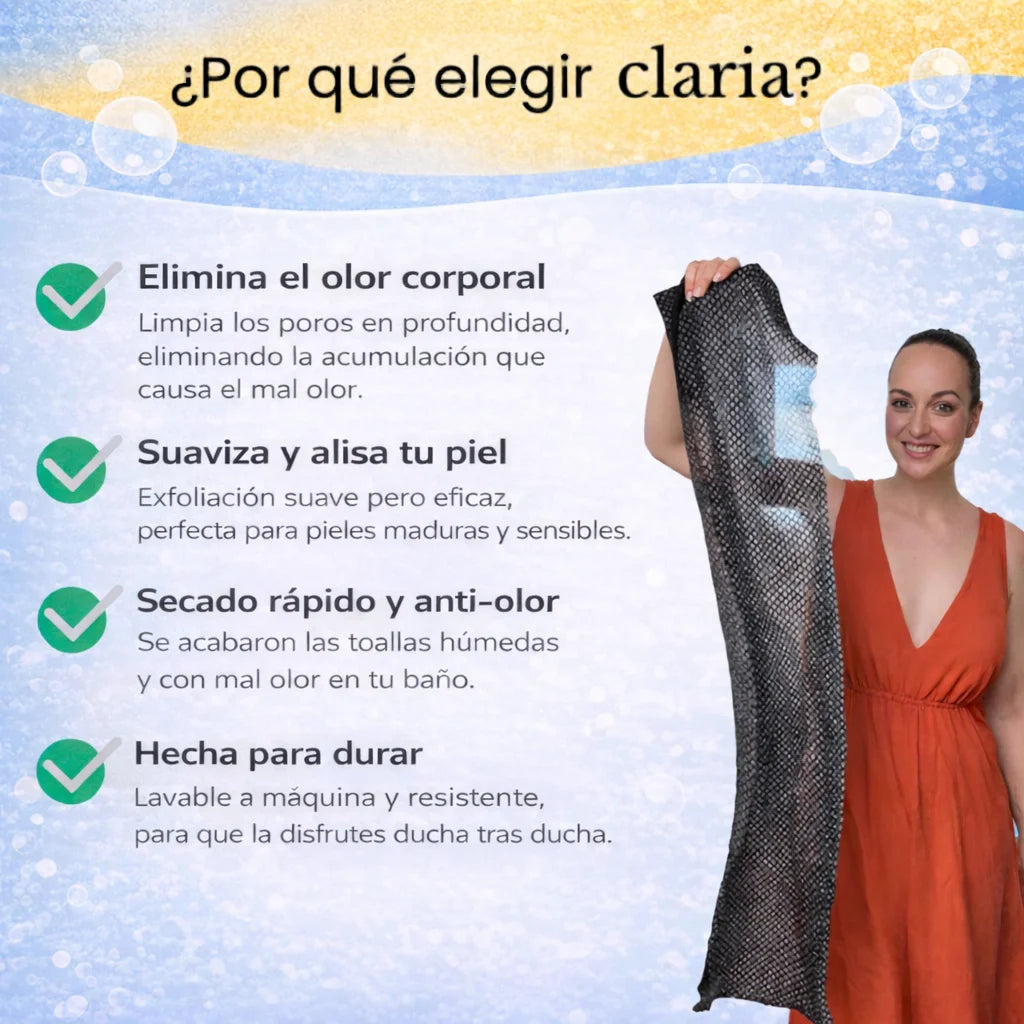 TOALLA EXFOLIANTE ANTIBACTERIANA CLARIA