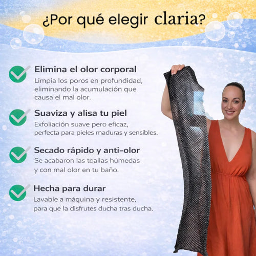 TOALLA EXFOLIANTE ANTIBACTERIANA CLARIA