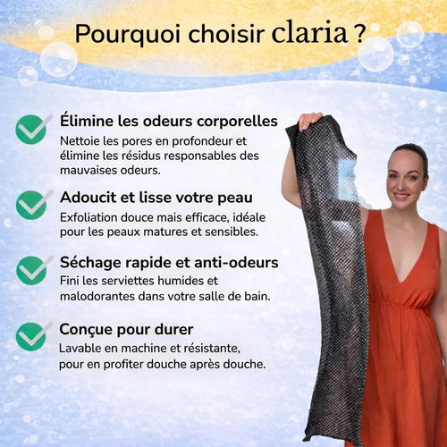 LINGETTE EXFOLIANTE ANTIBACTÉRIENNE CLARIA