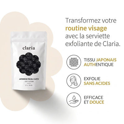 PACK 3 SERVIETTES EXFOLIANTES VISAGE ANTIBACTÉRIENNES CLARIA